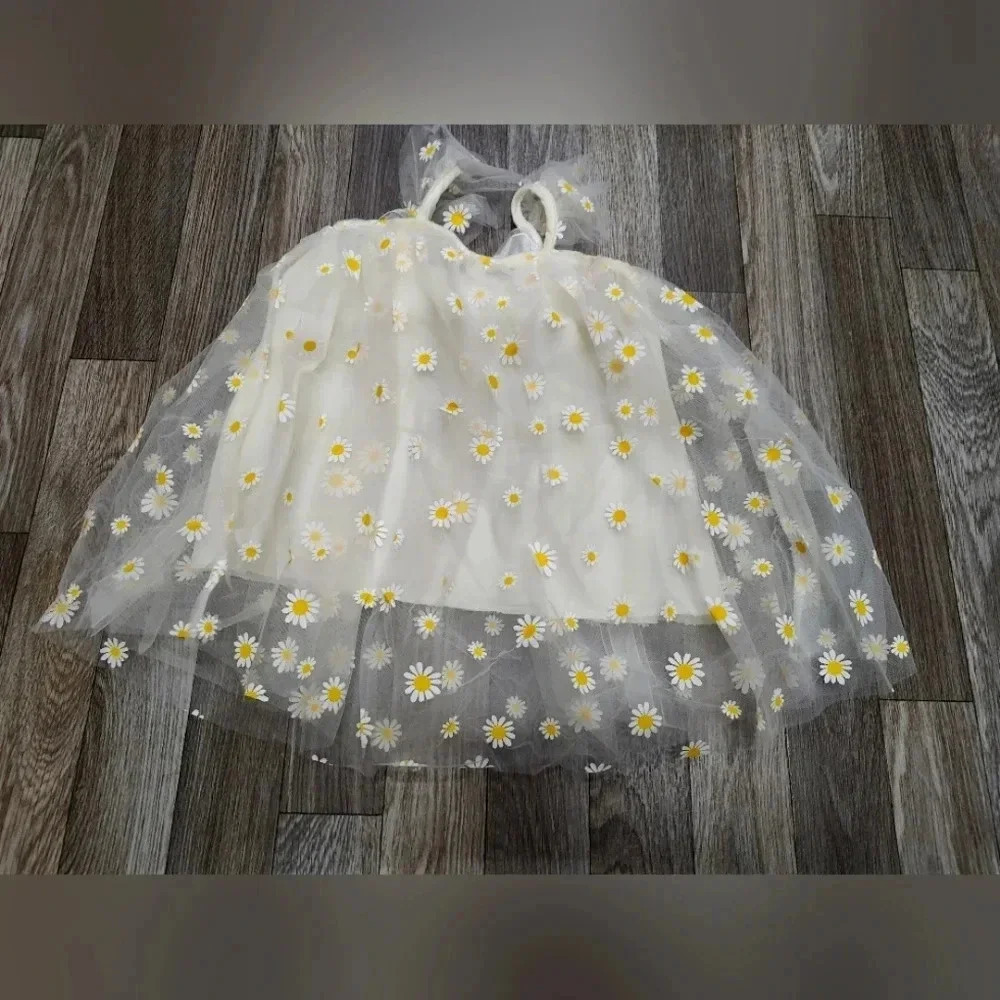 Cream toddler summer dress tulle dress toddler girl new 12/18 months